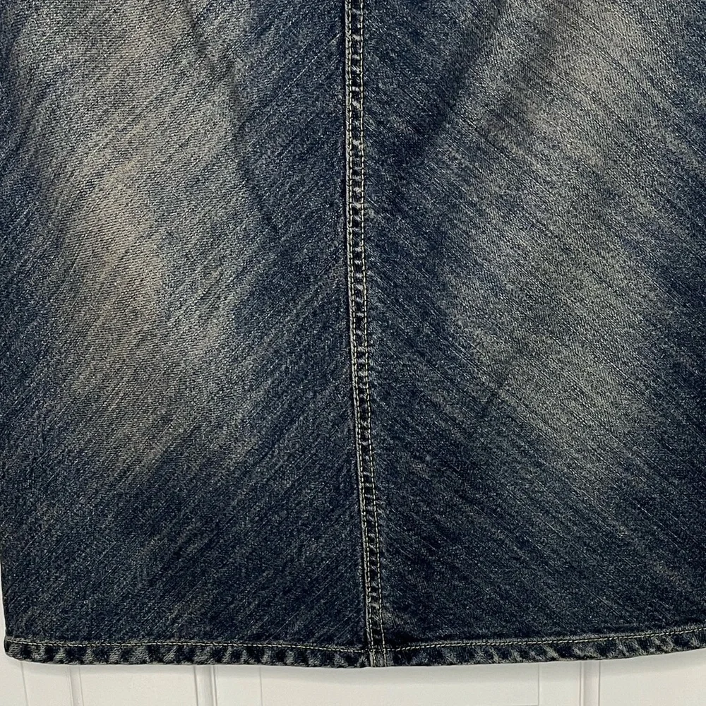 Jill Stuart Denim Jean Skirt Pencil Cowgirl Rodeo Western Distressed Size 8 Y2K